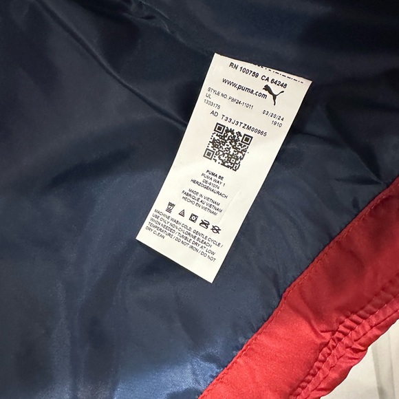 Puma Boys Red and Navy Puffer Jacket Vest, NWT, 3T - Picture 6 of 9